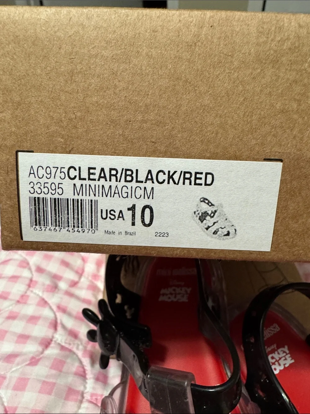 Mini Melissa x Mickey Mouse Kids Clear Pink Jelly Sandals size 10 kids